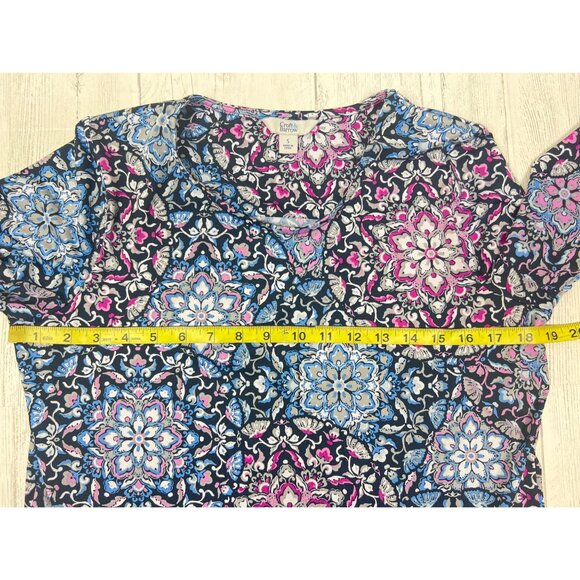 Croft & Barrow Womens Small Floral Print 3/4 Tie Sleeve Blouse - Picture 3 of 14